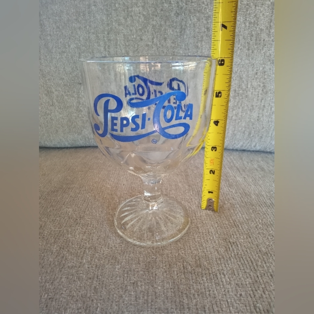 Vintage Pepsi Cola Dimpled Glass Footed Goblet - Picture 8 of 11